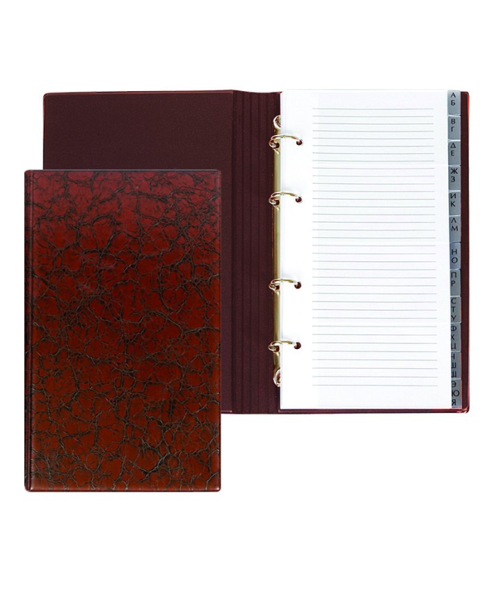 книжка алфавитная 24л. 150х250 коричневая кожзам с файлами Книжка алфавитная 24л. 150х250 коричневая кожзам с файлами