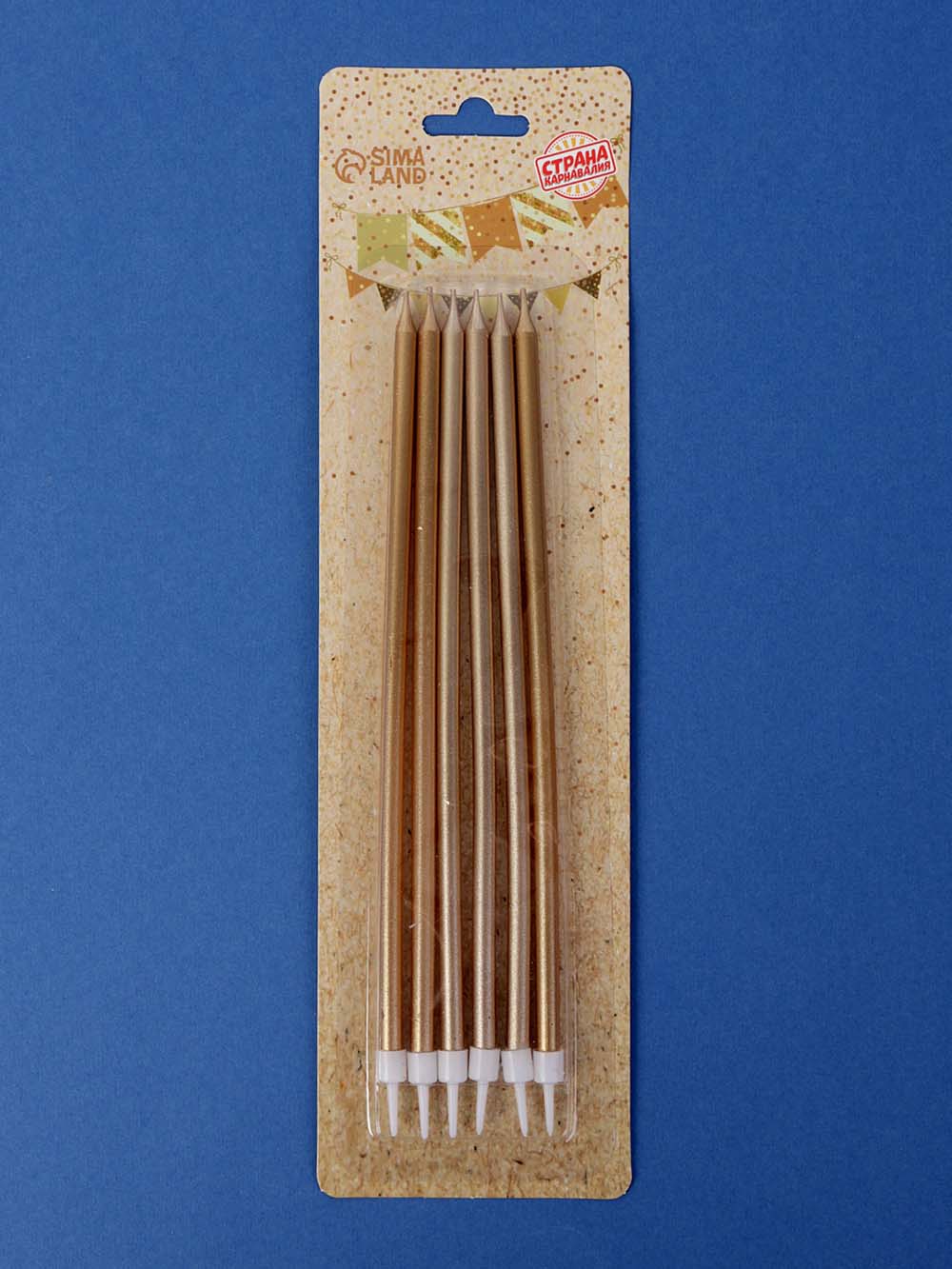 набор свечей для торта 6шт "высокий ройс" шампань Набор свечей для торта 6шт "высокий ройс" шампань