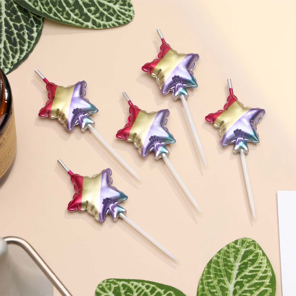 набор свечей для торта 5шт "воздушный шарик. звезда" разноцветные Набор свечей для торта 5шт "воздушный шарик. звезда" разноцветные