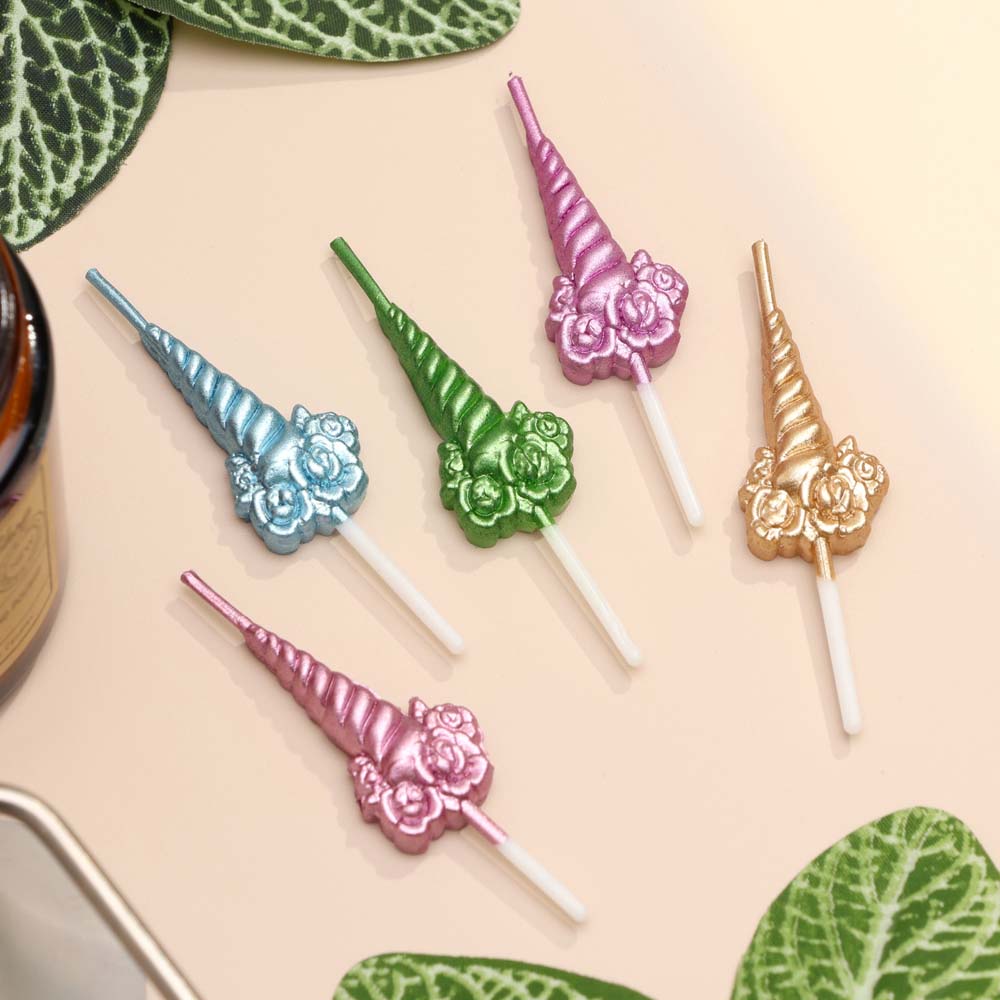 набор свечей для торта 5шт "праздничные единороги" разноцветные Набор свечей для торта 5шт "праздничные единороги" разноцветные