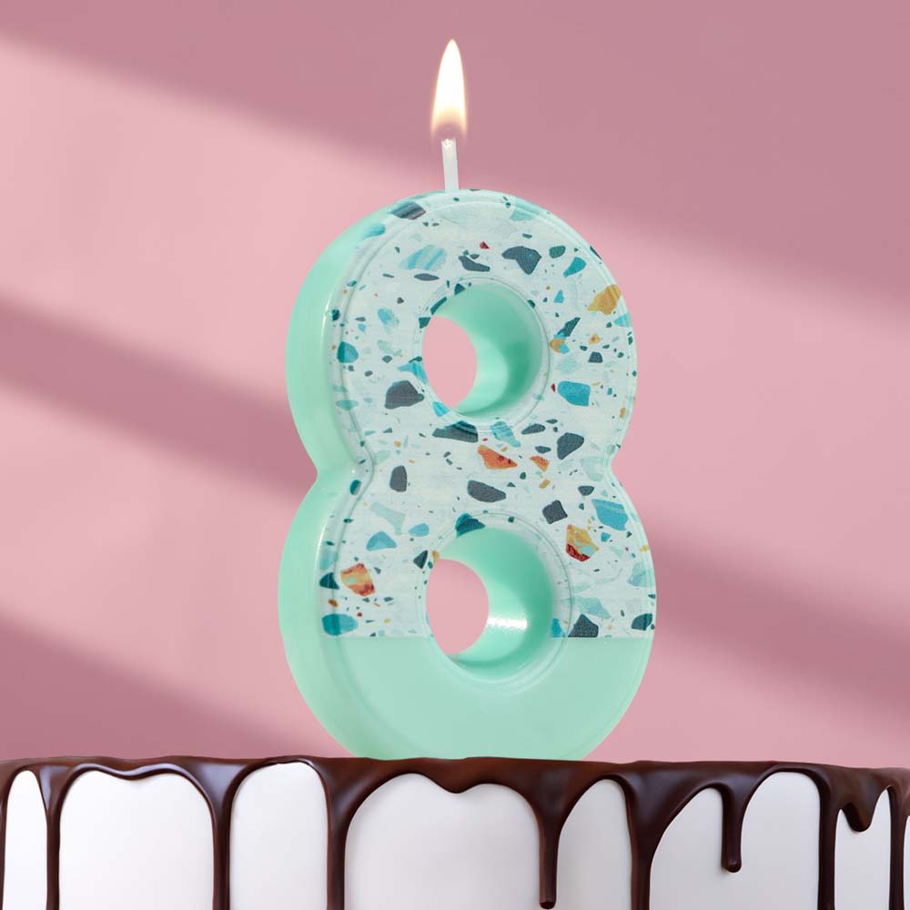 свеча для торта "мозаика" цифра 8 голубой Свеча для торта "мозаика" цифра 8 голубой