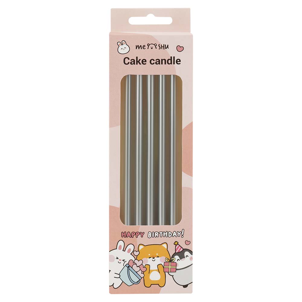 набор свечей для торта 10шт "meshu" straight silver Набор свечей для торта 10шт "meshu" straight silver