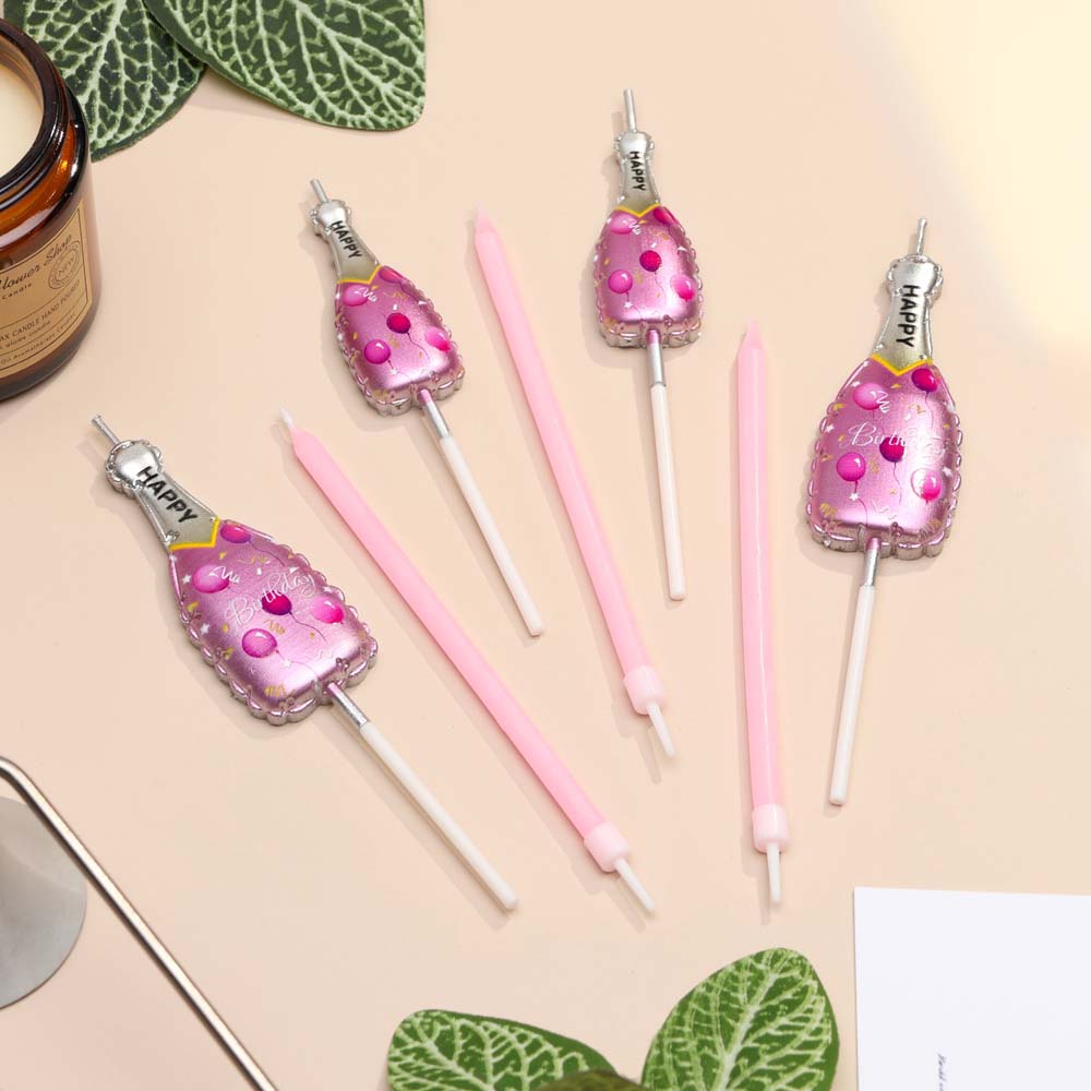 набор свечей для торта 7шт "розовое шампанское" розовый Набор свечей для торта 7шт "розовое шампанское" розовый