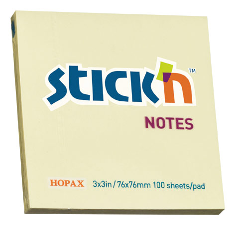 Бумага д/зам.с липким краем "stick'n" 76х76 жёлт. 100л.