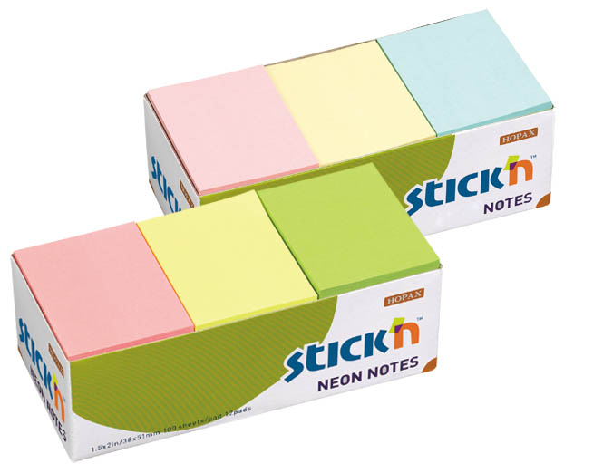 Бумага д/зам.с липким краем "stick'n" 38х51 асс-т 100л.