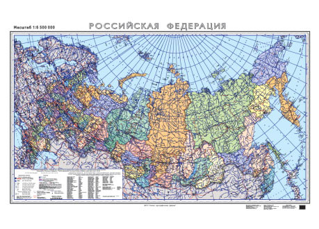 Карта рф политико-админ. 93х140 1:6500000