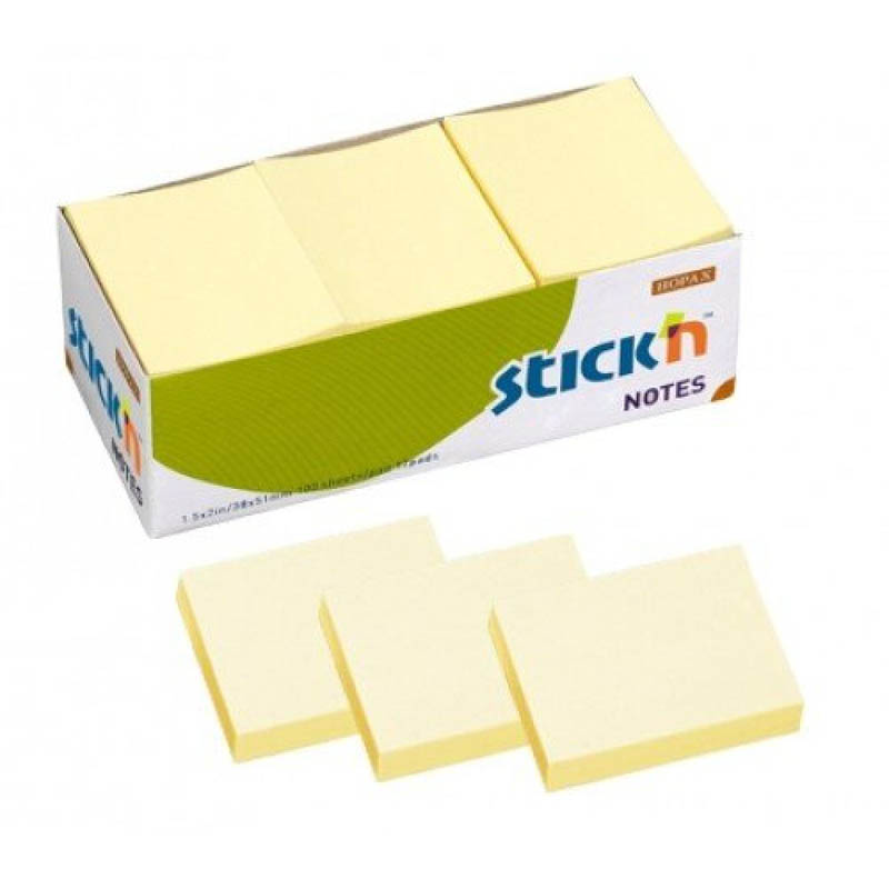 Бумага д/зам.с липким краем "stick'n" 38х51 жёлт. 100л.
