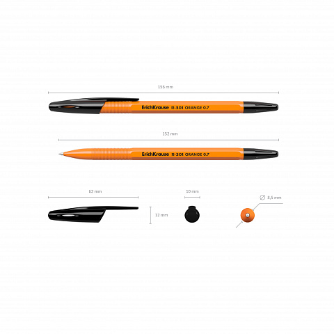 Ручка шар. erich krause "r-301 stick orange" чёрн. 0,7 мм