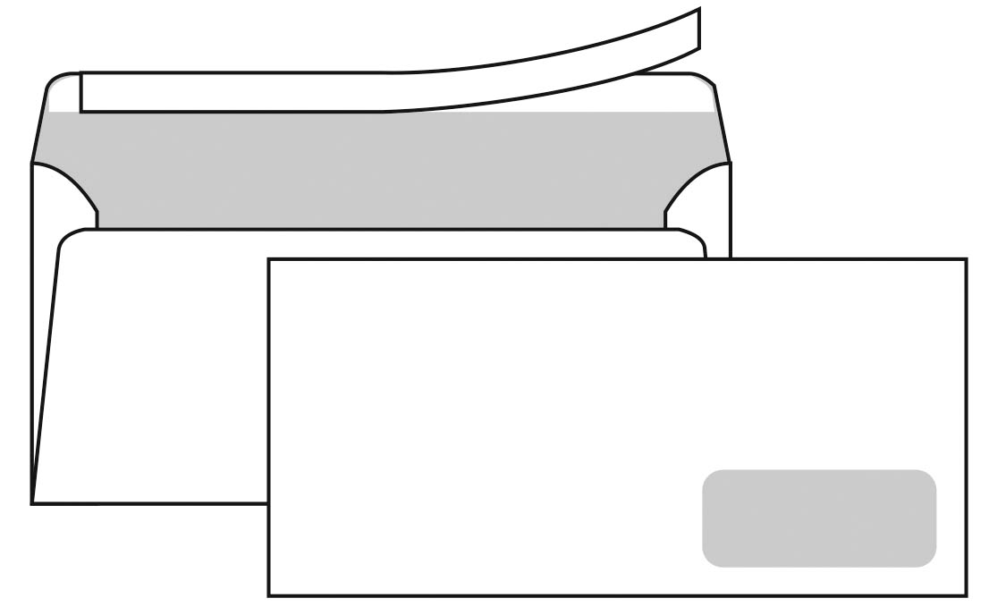 Конверт евро 110х220 немаркиров. правое окно силикон прямой клапан 80гр.