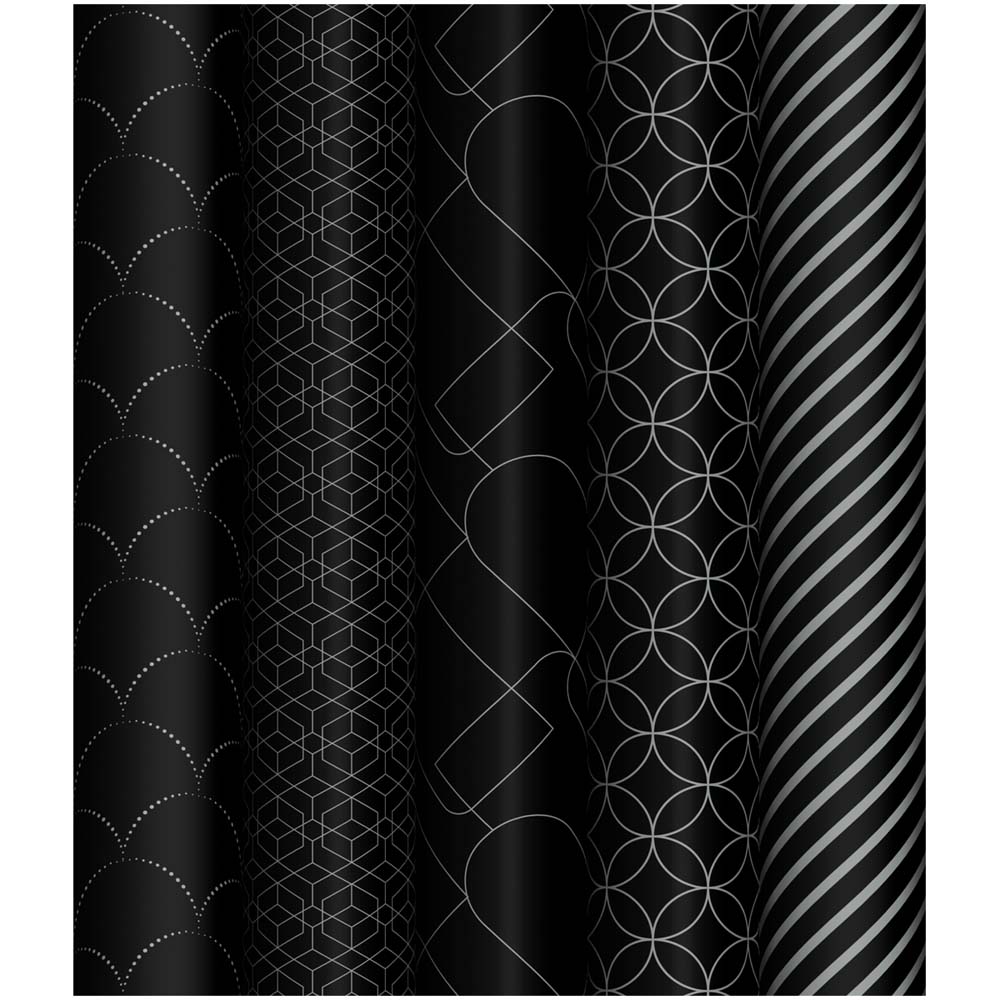 Бумага упаковочная 100х70см "pattern on black" асс-т