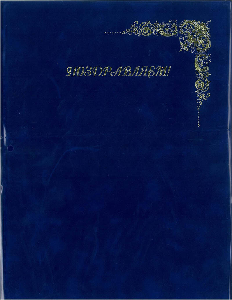 Папка адресная а4 "поздравляем" бархат синяя