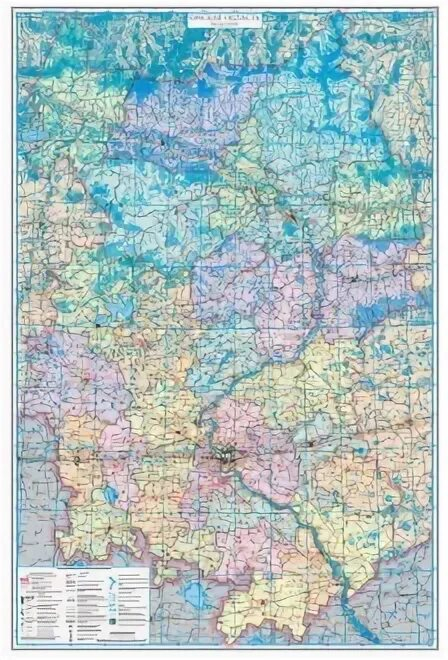 Карта омской обл. общегеографическая 84х120 1:500000