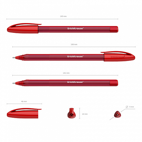 Ручка шар. "erich krause" "ultra glide u-108" красн. 1,0 мм игол. наконечник трехгр. (разовая)