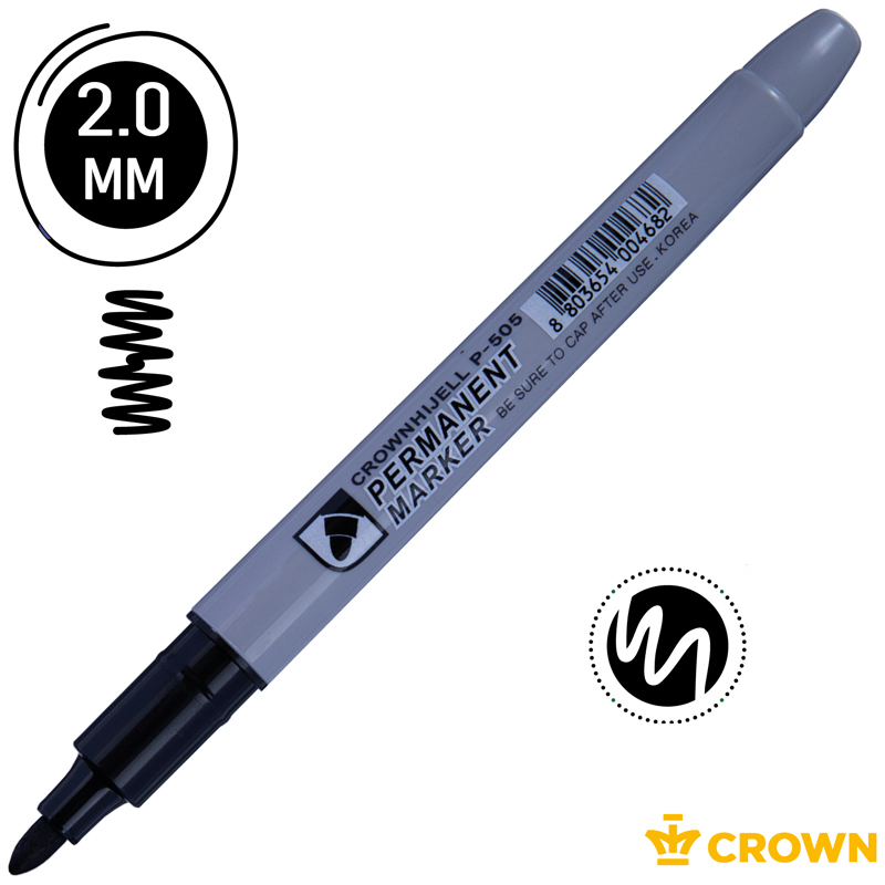 Маркер перманентный crown "multi marker slim" чёрный конус 2,0мм