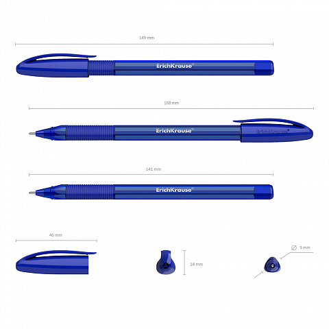 Ручка шар. "erich krause" "ultra glide u-109" син. 1,0 мм игол. наконечник резин. упор трехгр. (разовая)