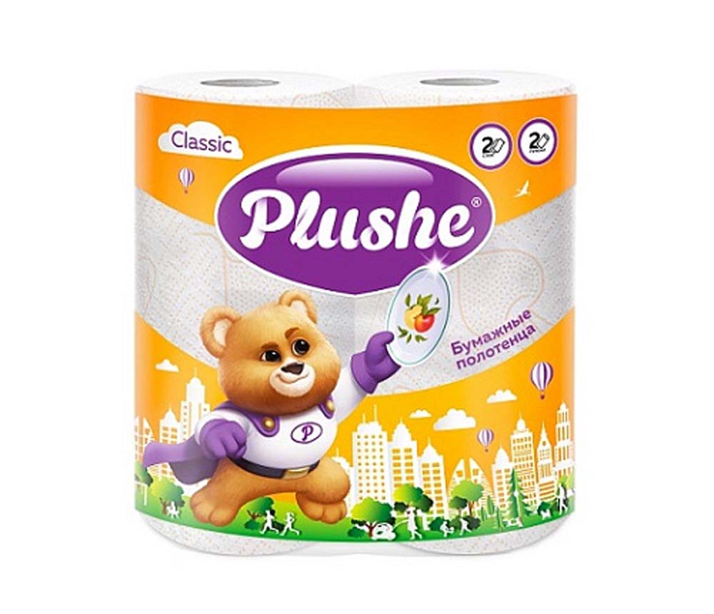 Полотенце бумажное "plushe" "classic" 2-х сл. 2 рул. 13.2м