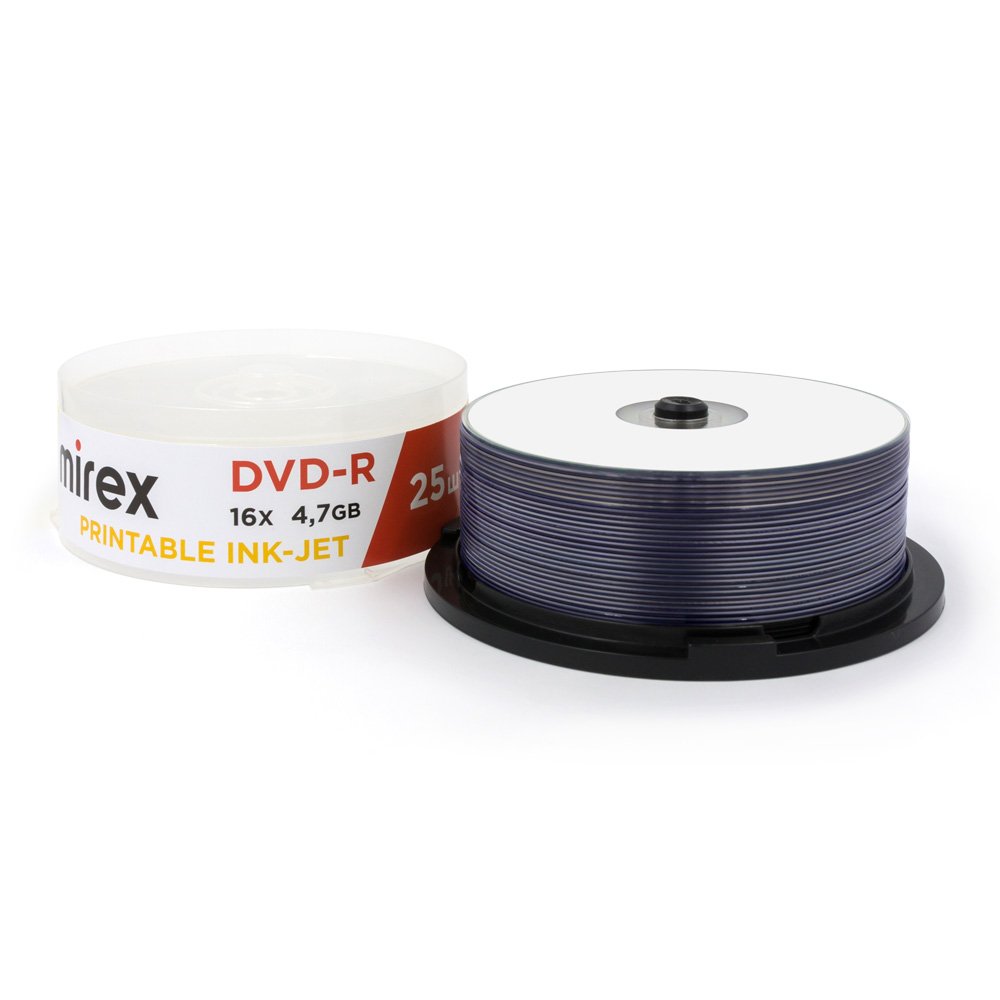 Диск dvd-r "mirex" 16x cakebox 25шт.логотип. 4,7гб