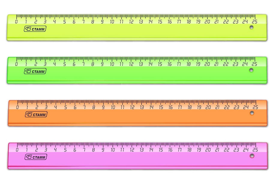 Линейка прозрачная цветная "стамм" 25 см