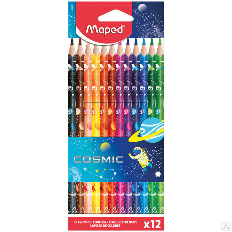 Карандаши цветные "maped color peps cosmic" пластик 12цв трехгр.