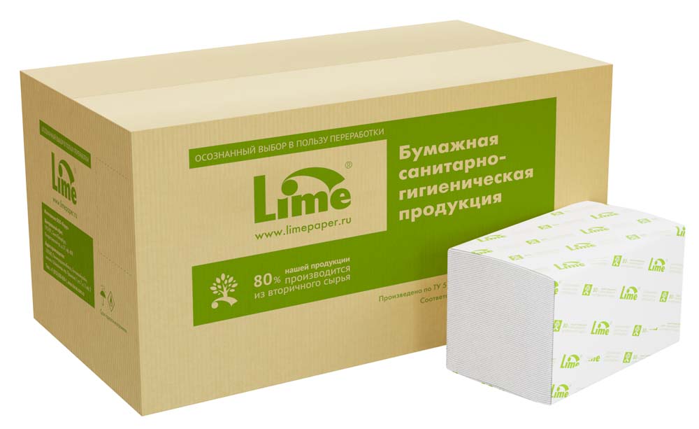 Полотенце бумажное v, 2 сл., 23х24см, 200л. "lime"