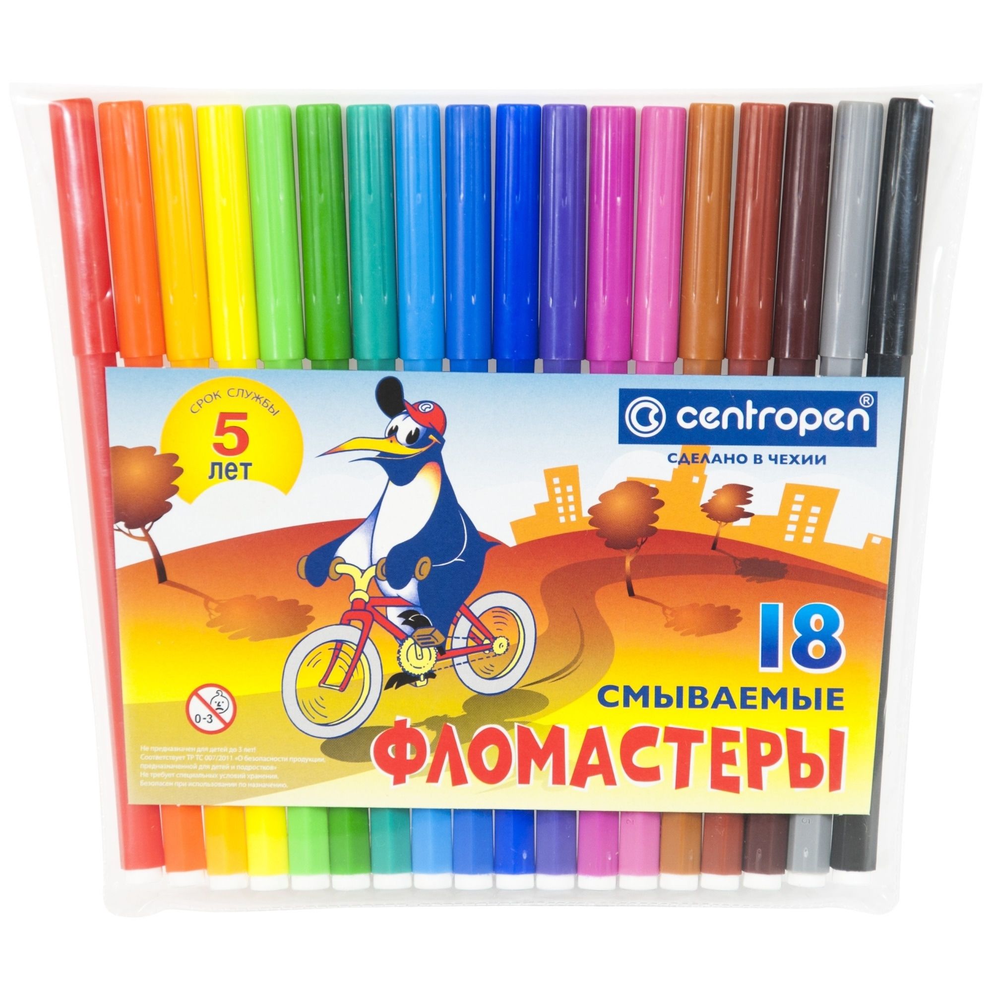 Фломастеры "centropen" 18 цв. (чехия) пласт/уп.