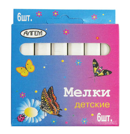 Мел белый "алгем" 6 шт.