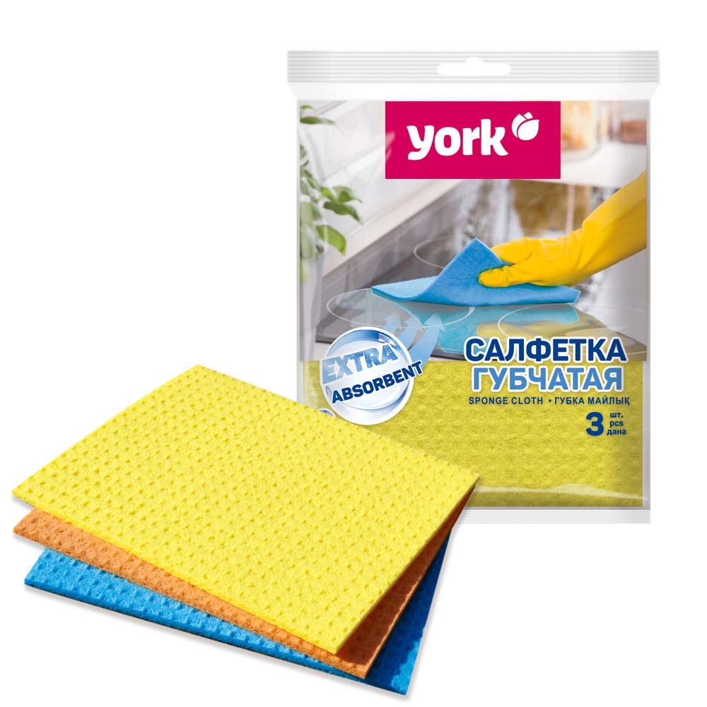 Салфетки для домашней уборки "york" губчат.15х18 (3шт)