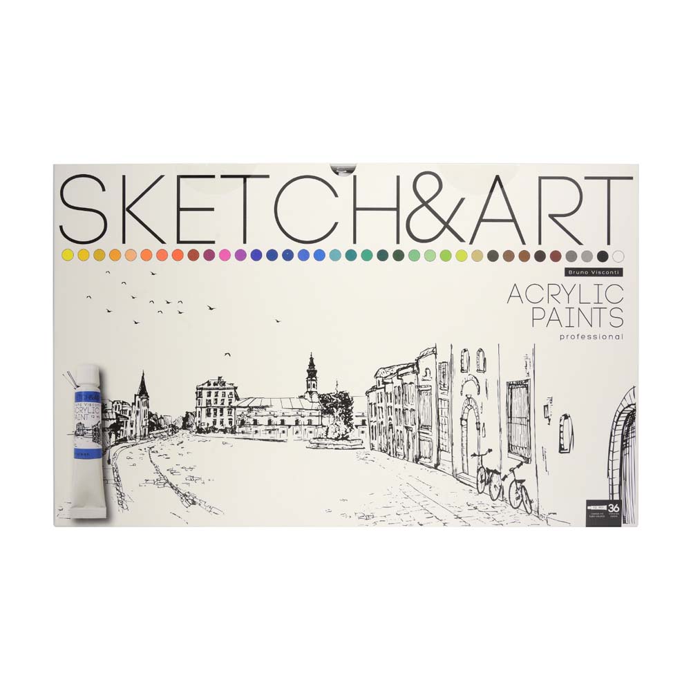 Краски акриловые bruno visconti "sketch&art" multicolor 36 цв. 12мл коробка-пенал