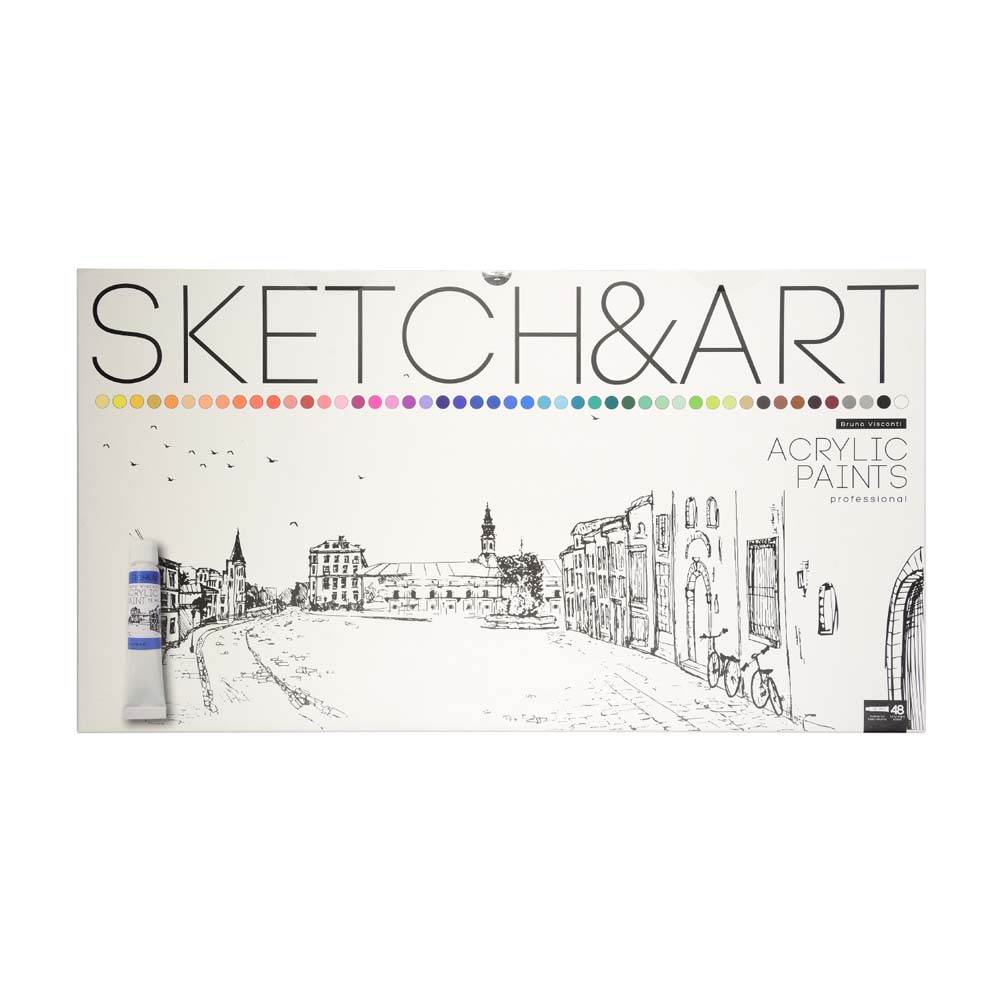 Краски акриловые bruno visconti "sketch&art" multicolor 48 цв. 12мл коробка-пенал