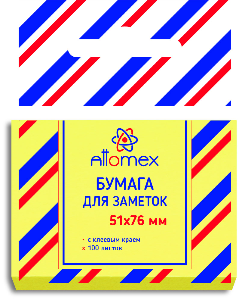 Бумага д/зам.с липким краем attomex 51х76 жёлт. 100л.