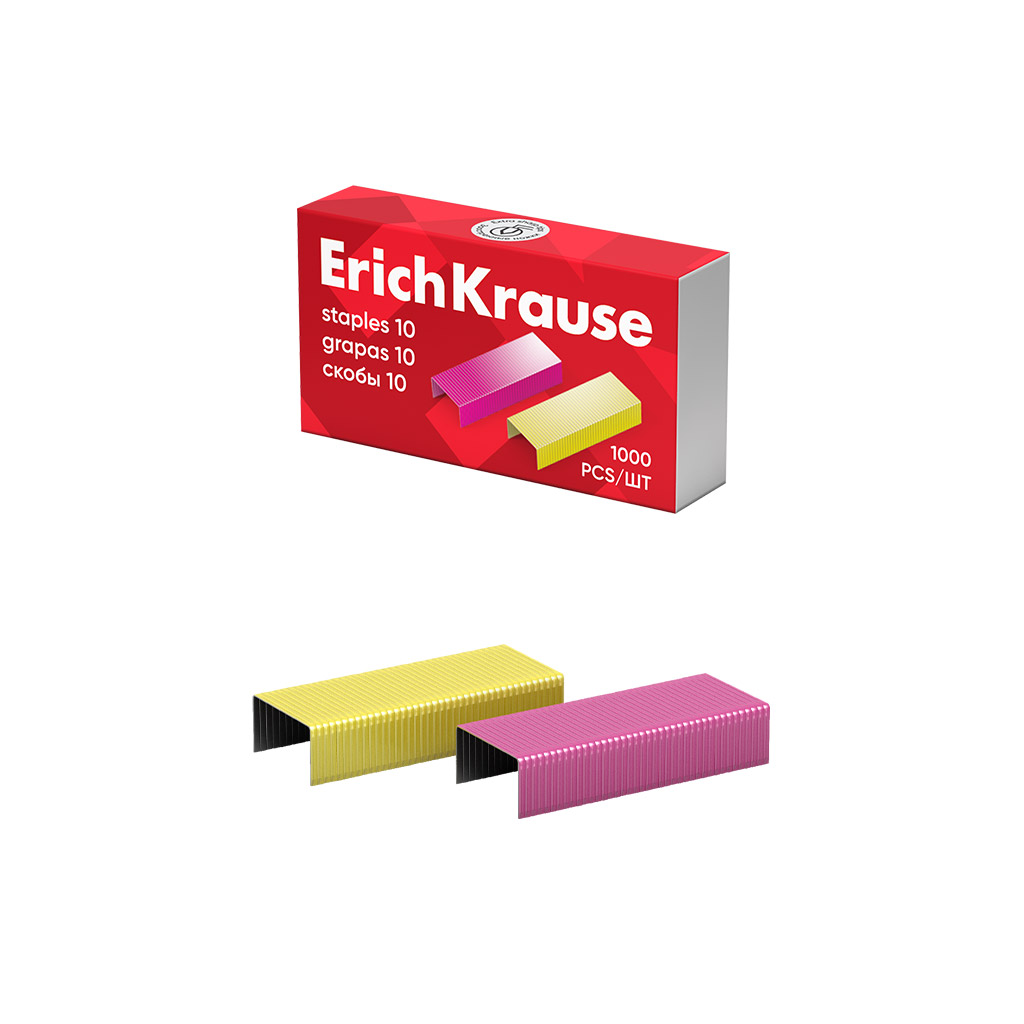 скобы для степлера №10 "erich krause" цветные 1000 шт. (2-20 листов) Скобы для степлера №10 "erich krause" цветные 1000 шт. (2-20 листов)