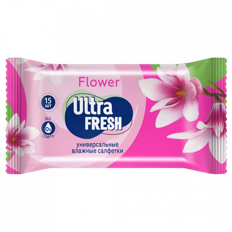 Салфетки влажные "ultra fresh flower&fruit" 15шт.