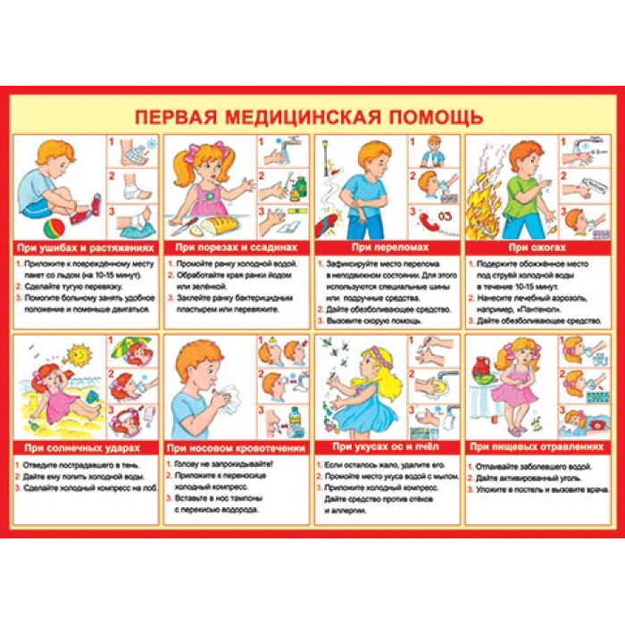 Плакат "первая медицинская помощь" а2+