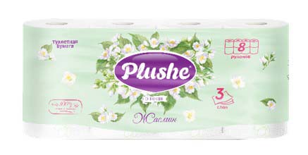 Бумага туалетная "plushe" "deluxe light жасмин" 3 сл.,8 рул.,15м.