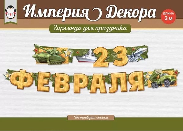 Гирлянда "с 23 февраля!" 2-2,5м