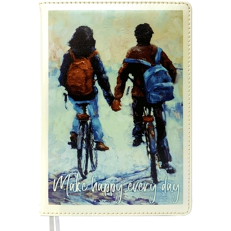 Ежедневник недатир. а5 devente "couple on bicycles" перламутровый кож.зам.