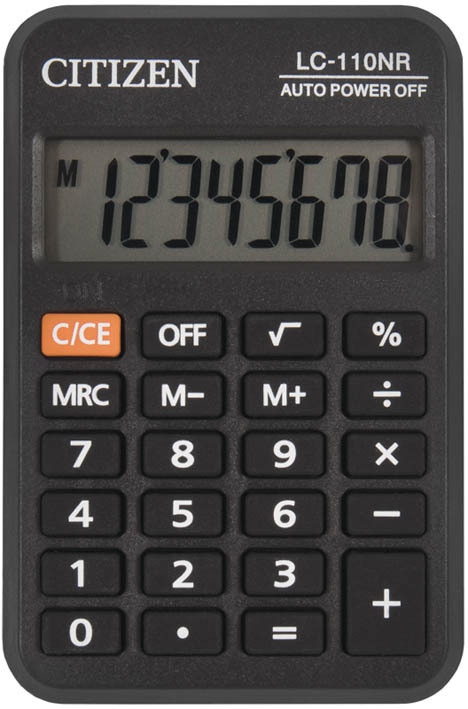 Калькулятор карманный 8 разряд. citizen lc-110n,58х87мм