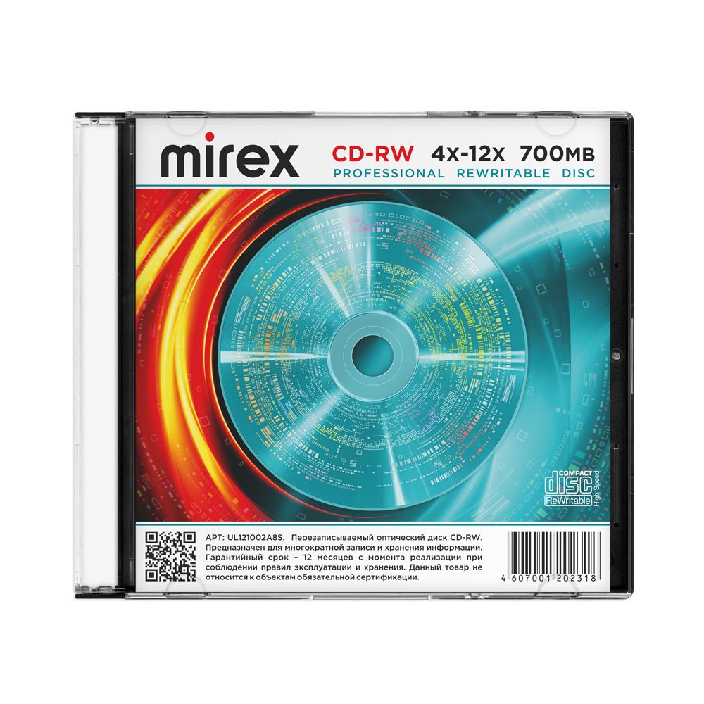 Диск cd-rw "mirex" 4x-12x slim