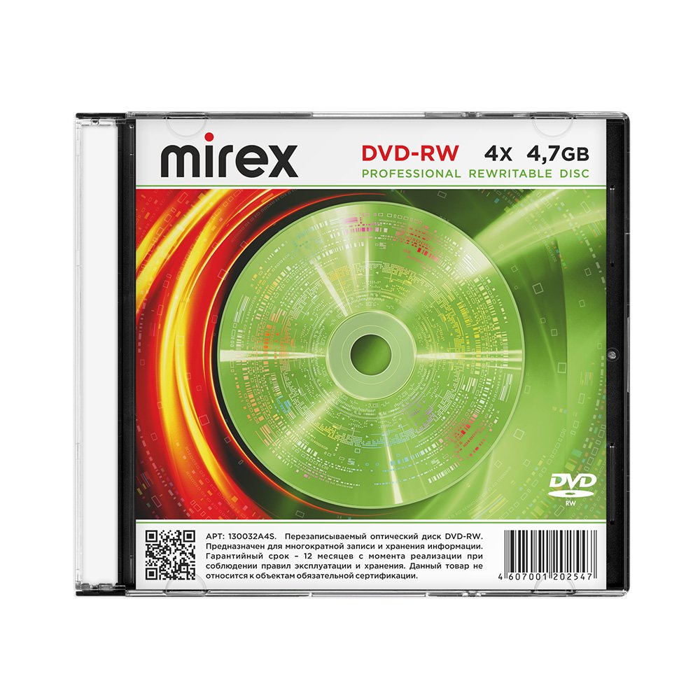 Диск dvd-rw "mirex" 4х slim