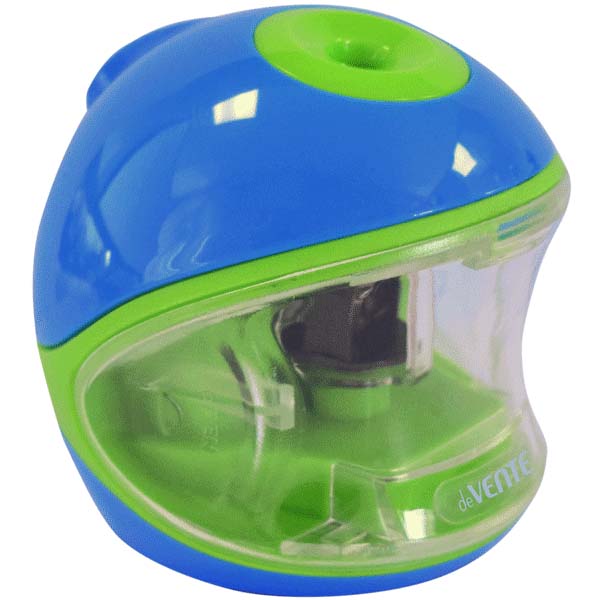 Точилка электрическая devente "сфера" с контейнером голубая