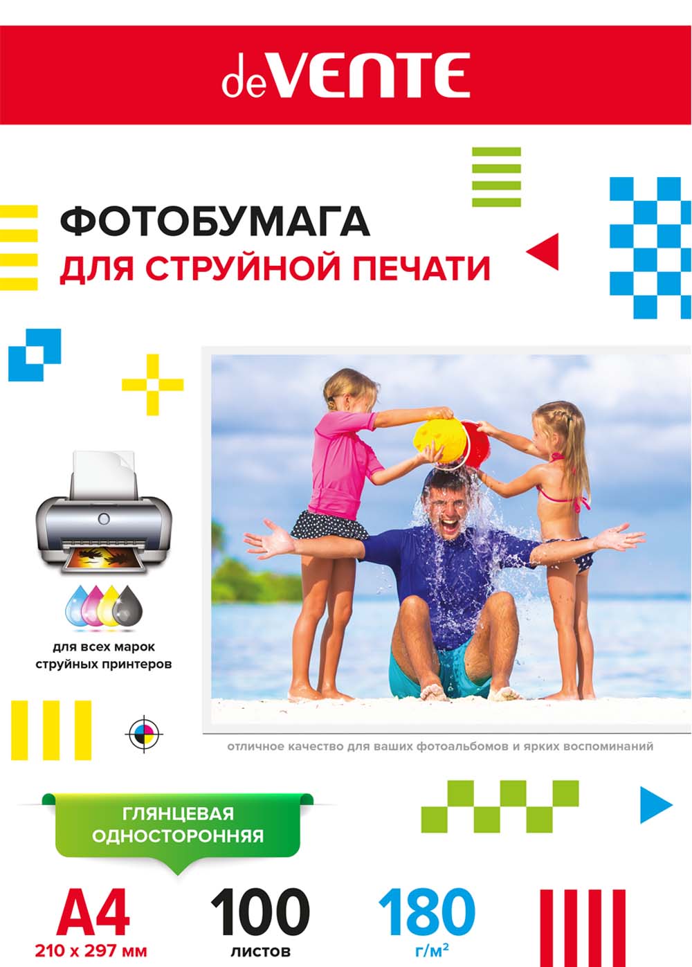 Бумага д/фотопечати а4 devente 180г 100л. глянцевая