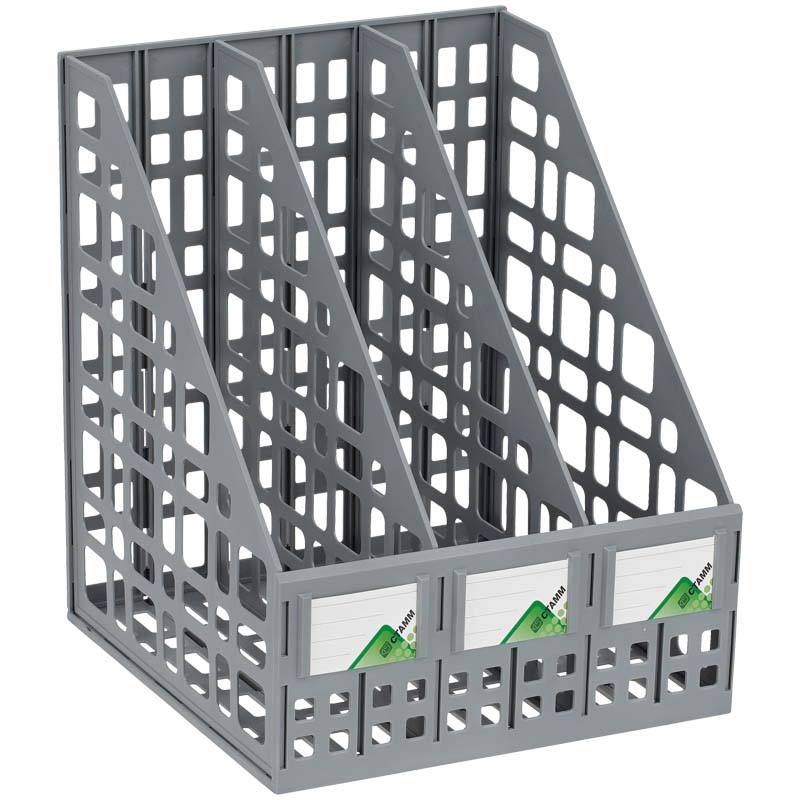 Лоток для бумаг и папок 3 секц. сборный стамм серый