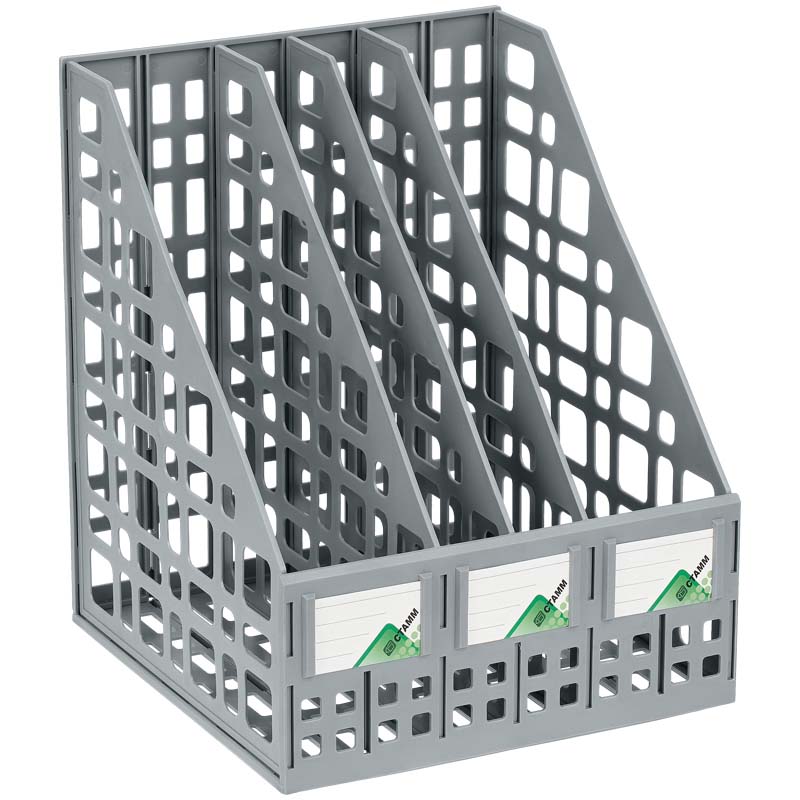 Лоток для бумаг и папок 4 секц. сборный стамм серый/тёмно-серый