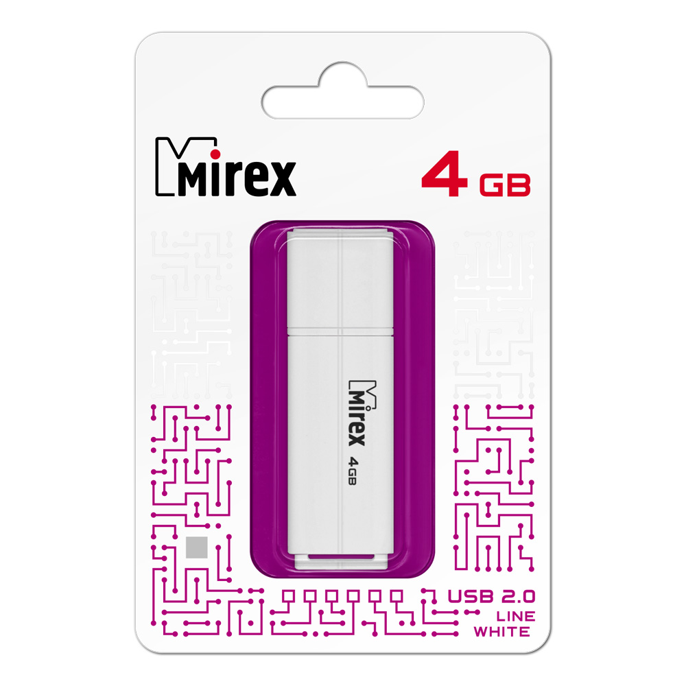 Флэш-накопитель usb2.0 4 гб "mirex" "line white"