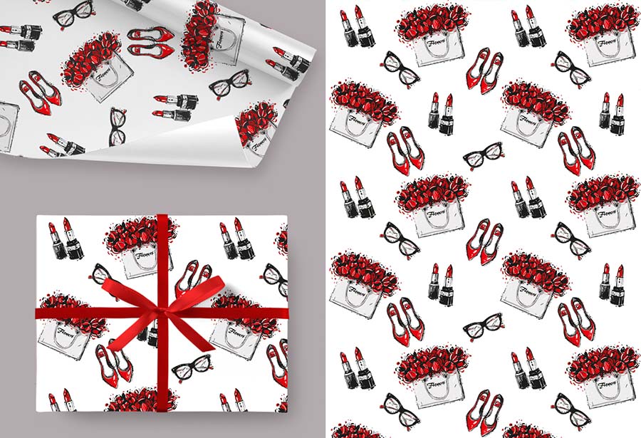 Бумага упаковочная 100х70см "женские аксессуары"