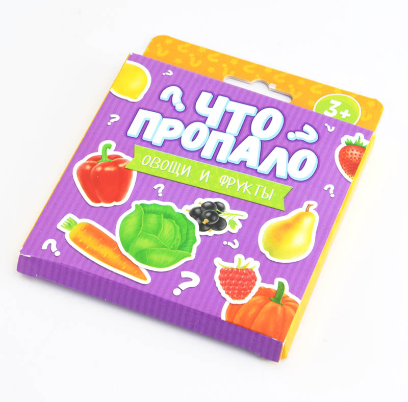 Карточки развивающие "что пропало?" овощи и фрукты 24 карточки