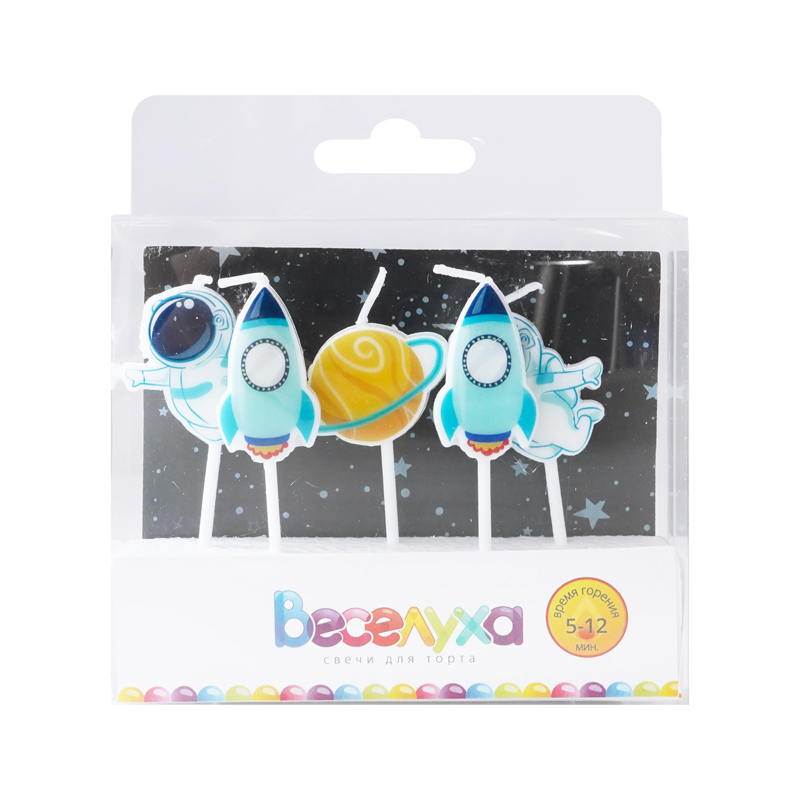 Набор свечей для торта 5шт "космос"