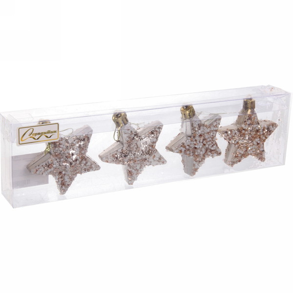 Набор украшений shine "starlight" 4шт 6см light champagne