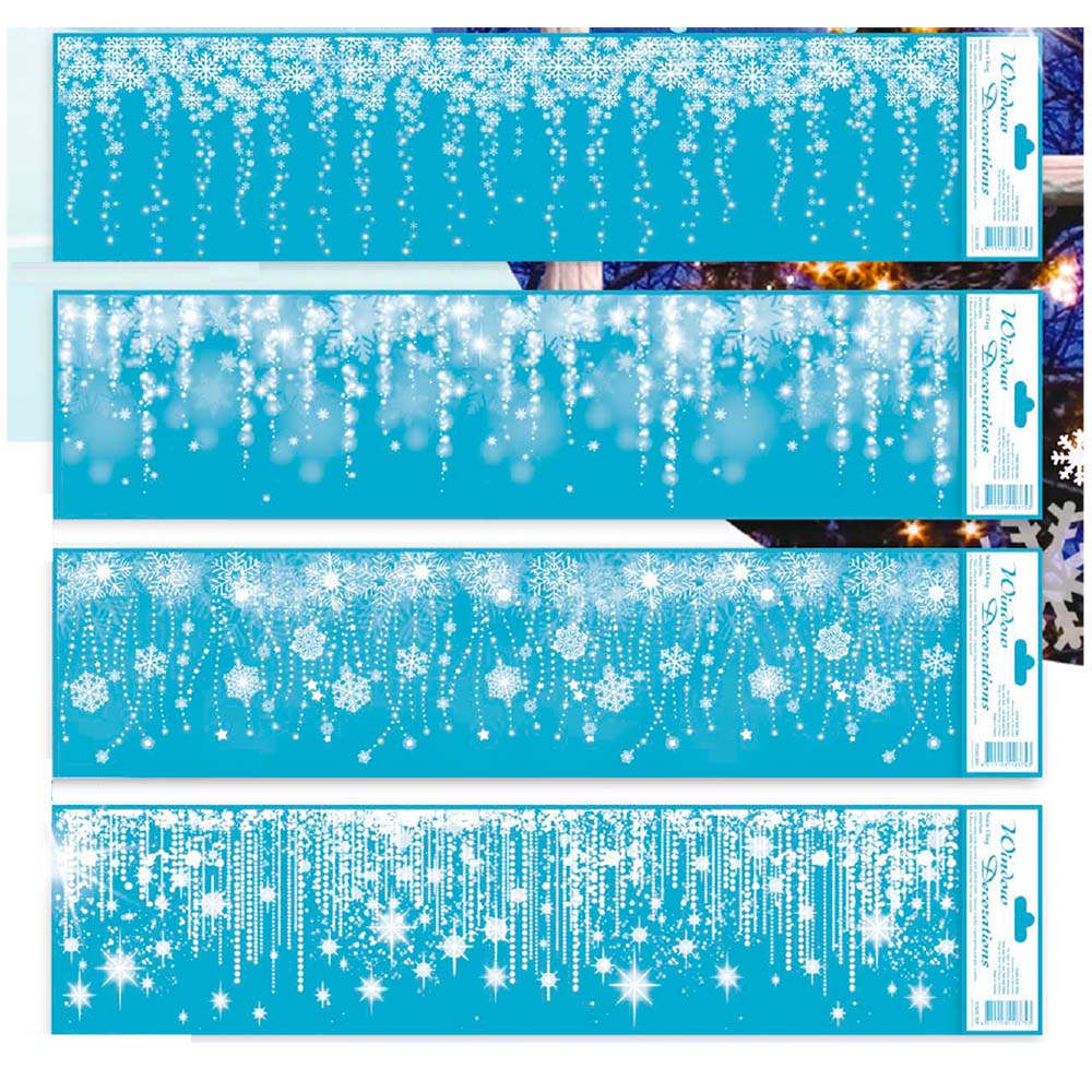 Наклейки витражные "зимние узоры" 14,8х64см асс-т