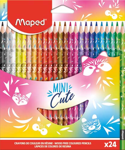 Карандаши цветные maped "mini cute" 24 цв. пластиковые трехгр.